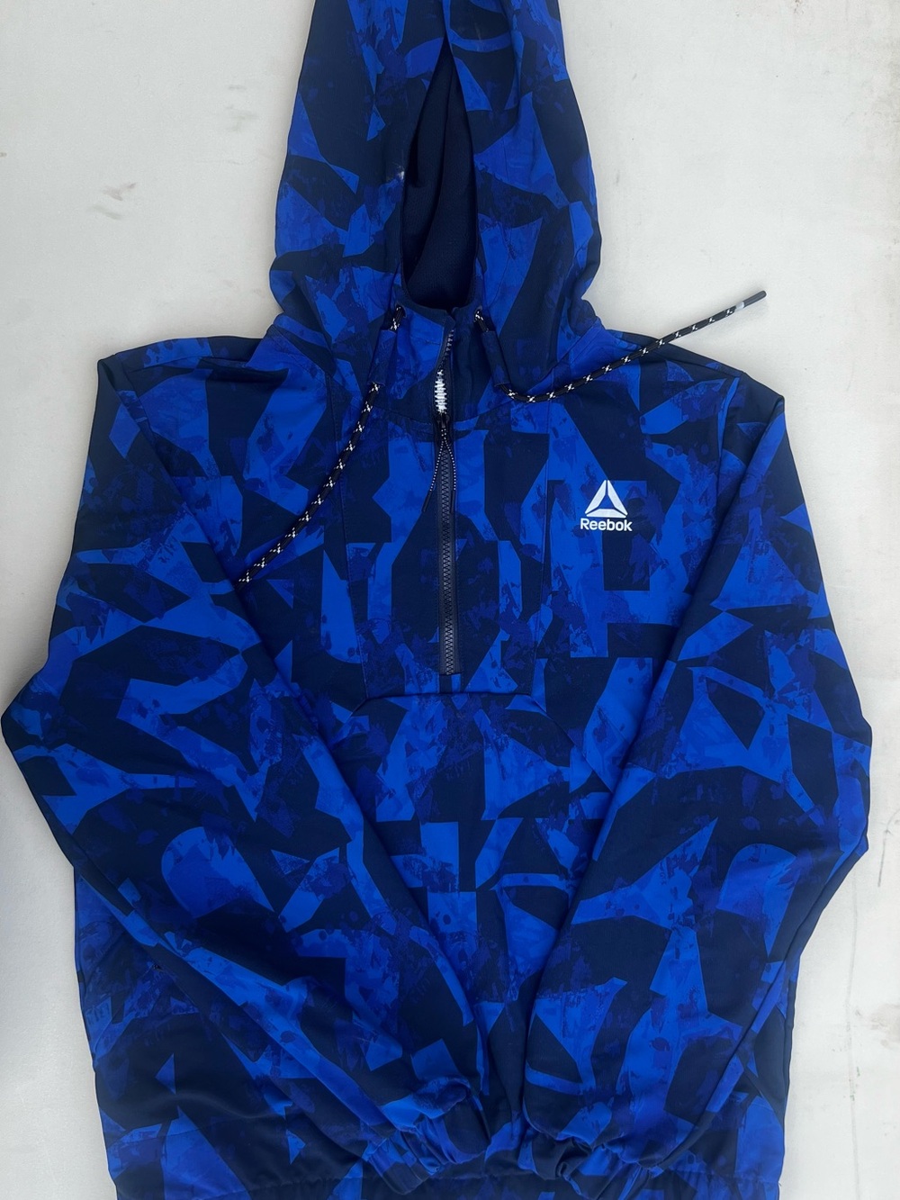 Reebok Blue & Navy Camouflage Hooded Puffer Jacket